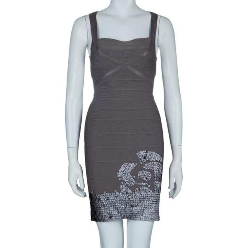 Herve Leger Gray Bandage dress with sequins